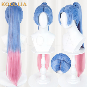 Soul Land 2 Tang Wutong Sky Blue To Peach Pink Ombre Basic Wig Multi-angle Display by koollia