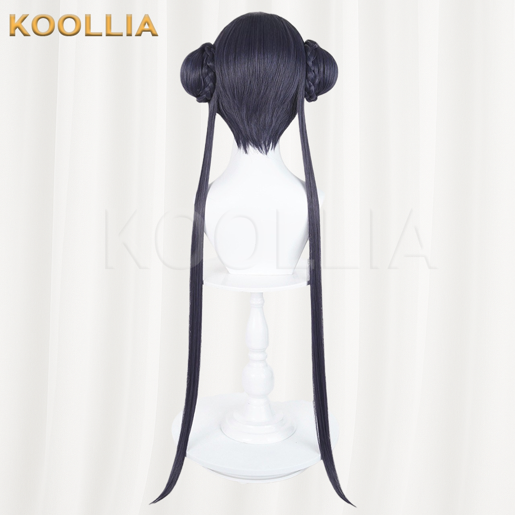 Blue Archive Kisaki Dark Blue Black Bun Basic Wig