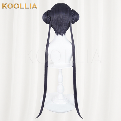 Blue Archive Kisaki Dark Blue Black Bun Basic Wig