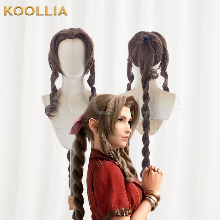 Aerith Gainsborough wig with long brown hair