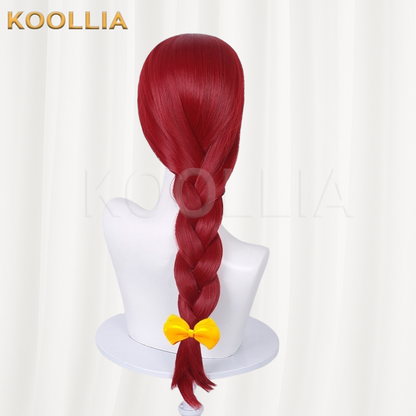 Toy Story Jessie Wine Red Long Braid Basic Wig