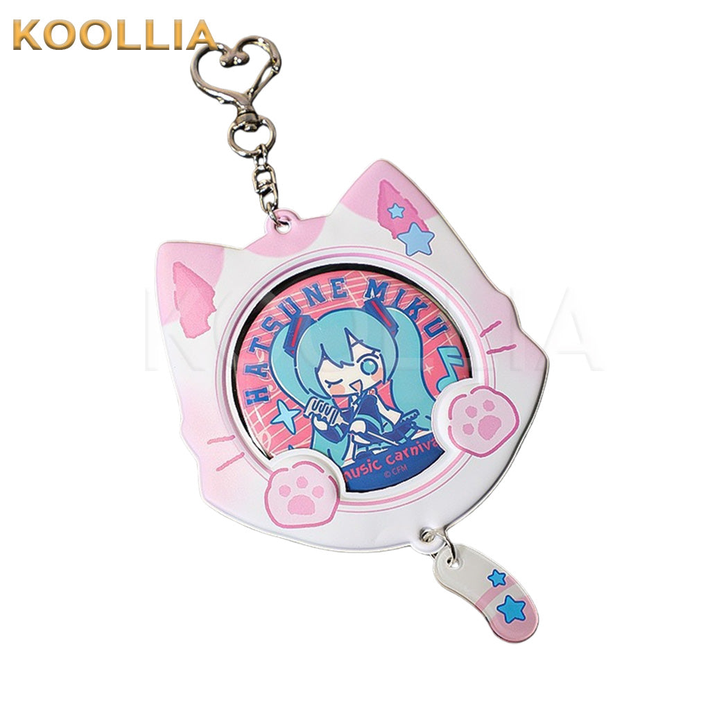 Cute Cat Ear 58mm Anime Badge Holder Keychain PVC Ita Bag Charm
