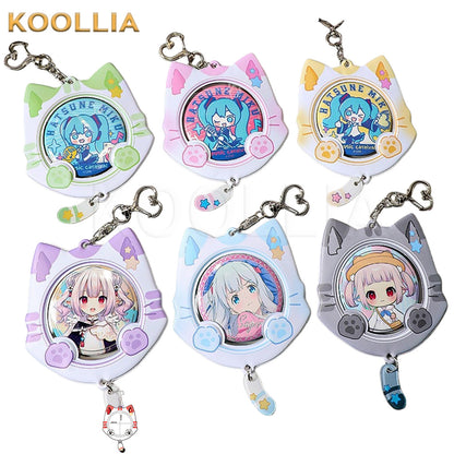 Cute Cat Ear 58mm Anime Badge Holder Keychain PVC Ita Bag Charm
