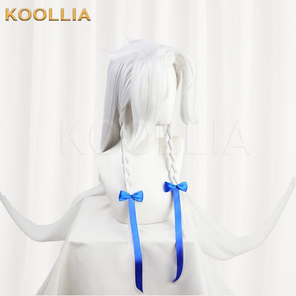 League of Legends & Spirit Blossom Yone Silver White Double Braid Basic Wig