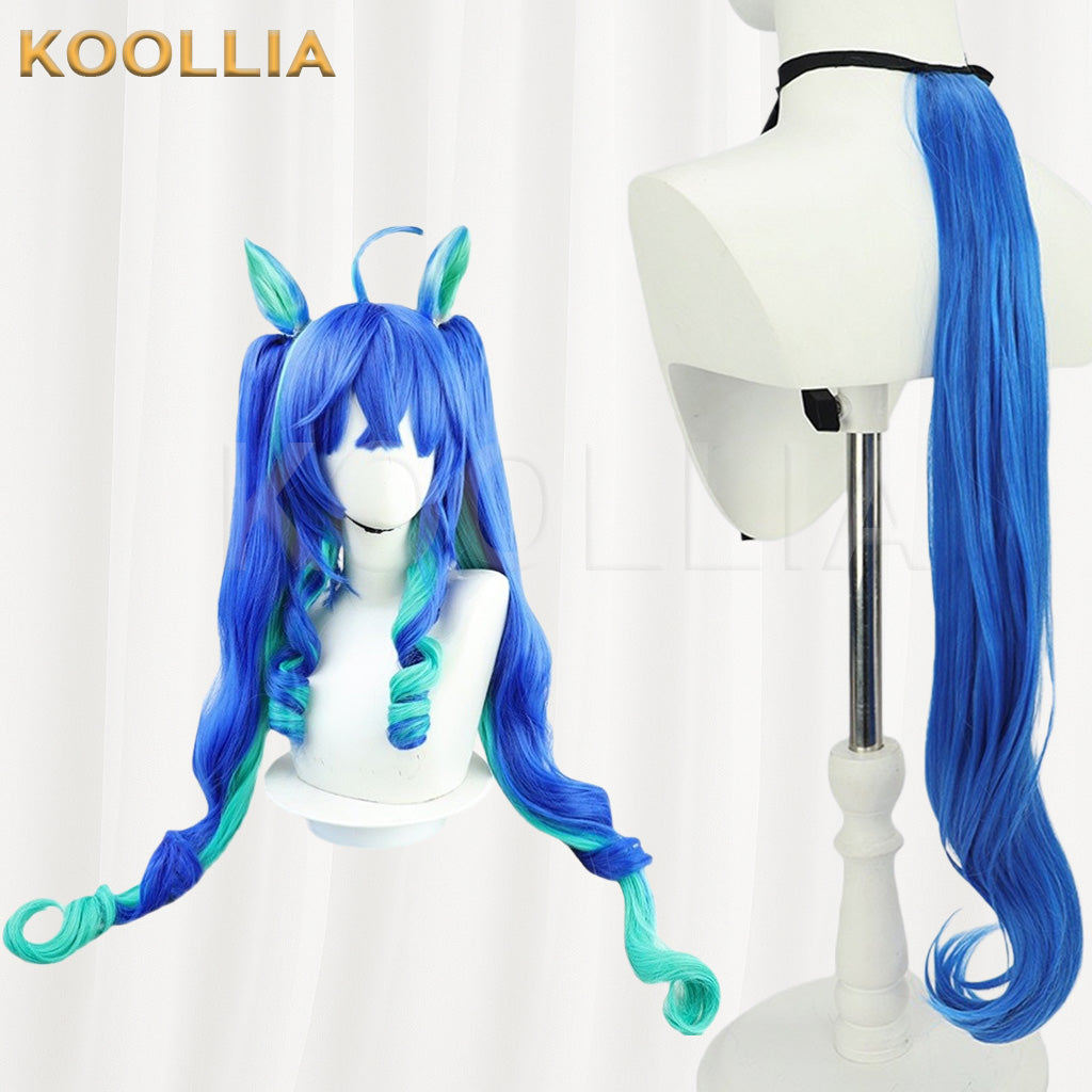 Umamusume Pretty Derby Twin Turbo Sapphire Blue Mint Green Gradient Extra Long Hair Basic Wig
