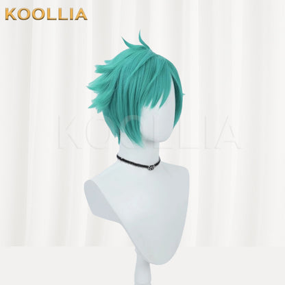 League of Legends & Heartsteel Aphelios Teal Green Layered Spiky Basic Wig