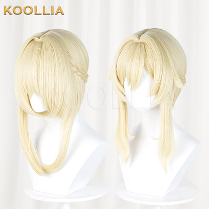 Genshin Impact Traveler Aether Lumine Light Golden Layered Basic Wig