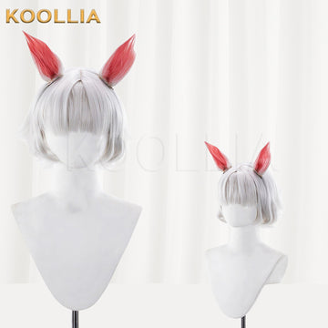 Multi-angle display of Final Fantasy XIV Y'shtola Rhul pure white short bob basic wig