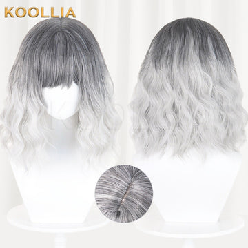 Resident Evil 9 Emily Mixed Gradient Curly Basic Wig Multi-angle Display by koollia