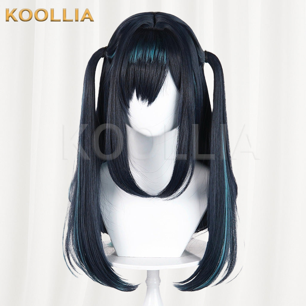 Arknights Closure Black Blue Green Highlight Basic Wig