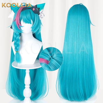 Game Neverness to Everness Bo He Mint Blue with Pink Highlights Basic Wig Multi-angle Display by koollia