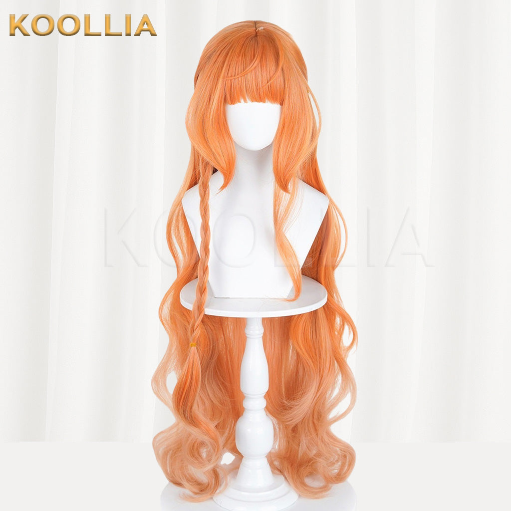 Spring Summer Autumn Winter Walker Daisy Orange Long Curly Basic Wig