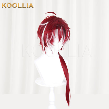 Arknights Bellone Wine Red Short Single Long Tail Basic Wig