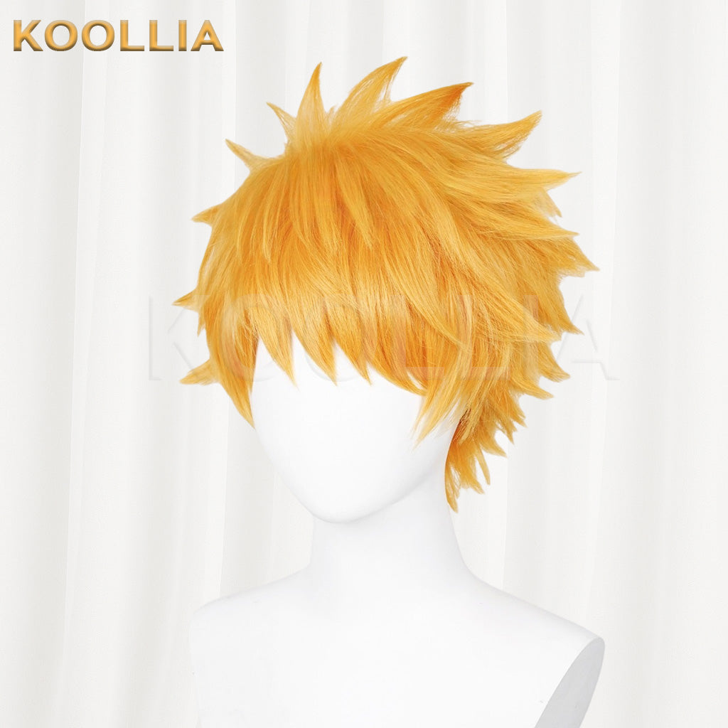 BLEACH Ichigo Kurosaki Bright Orange Golden Spiky Short Hair Basic Wig