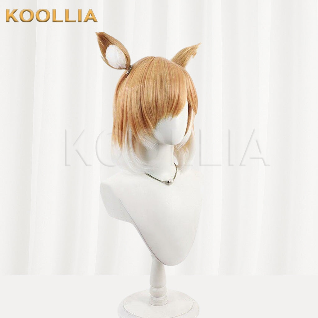 Arknights Mousse Light Golden White Ombre Short Bob Basic Wig