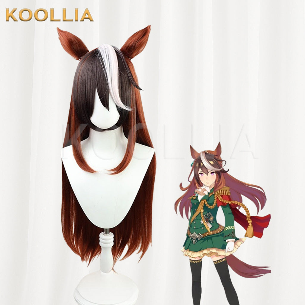 Uma Musume Pretty Derby Symboli Rudolf Reddish-Brown Three-Tone Basic Wig