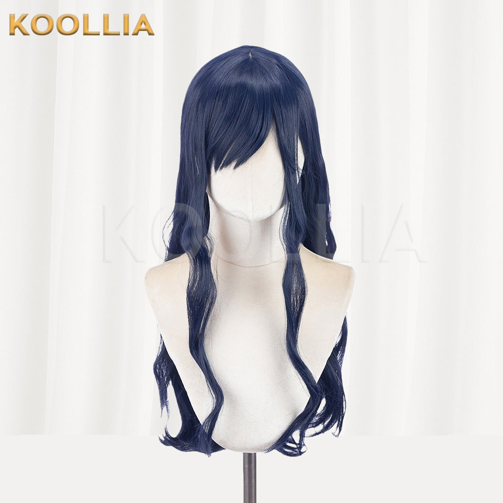 Final Fantasy XIV Gaia Navy Blue Extra Long Wavy Basic Wig