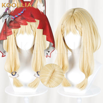 Multi-angle display of Arknights Endfield Rosie light blonde medium long twin tails basic wig