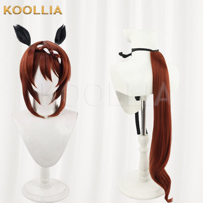 Uma Musume Pretty Derby Super Creek Red Brown Short Hair with Braid & Ears Basic Wig