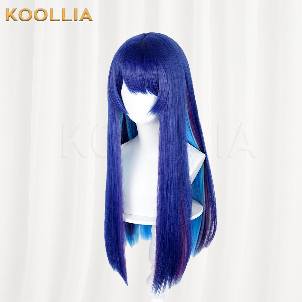 Arknights Mostima Royal Blue Inner Layer Gradient Long Straight Basic Wig