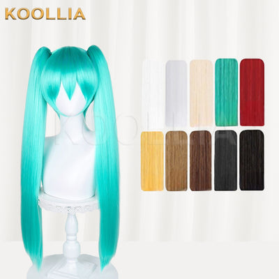 All-purpose Wig 80cm Thick Fluffy Corn Fiber Twin Ponytails with Tiger Mouth Clips Wig Stylist Tools