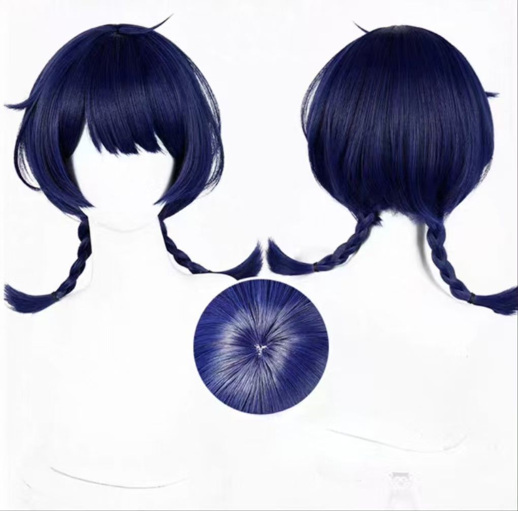 Genshin Impact Xiangling Short Dark Blue Hair Basic Wig