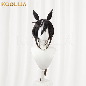 Multi-angle display of Uma Musume Pretty Derby Stay Gold black-brown gradient basic wig