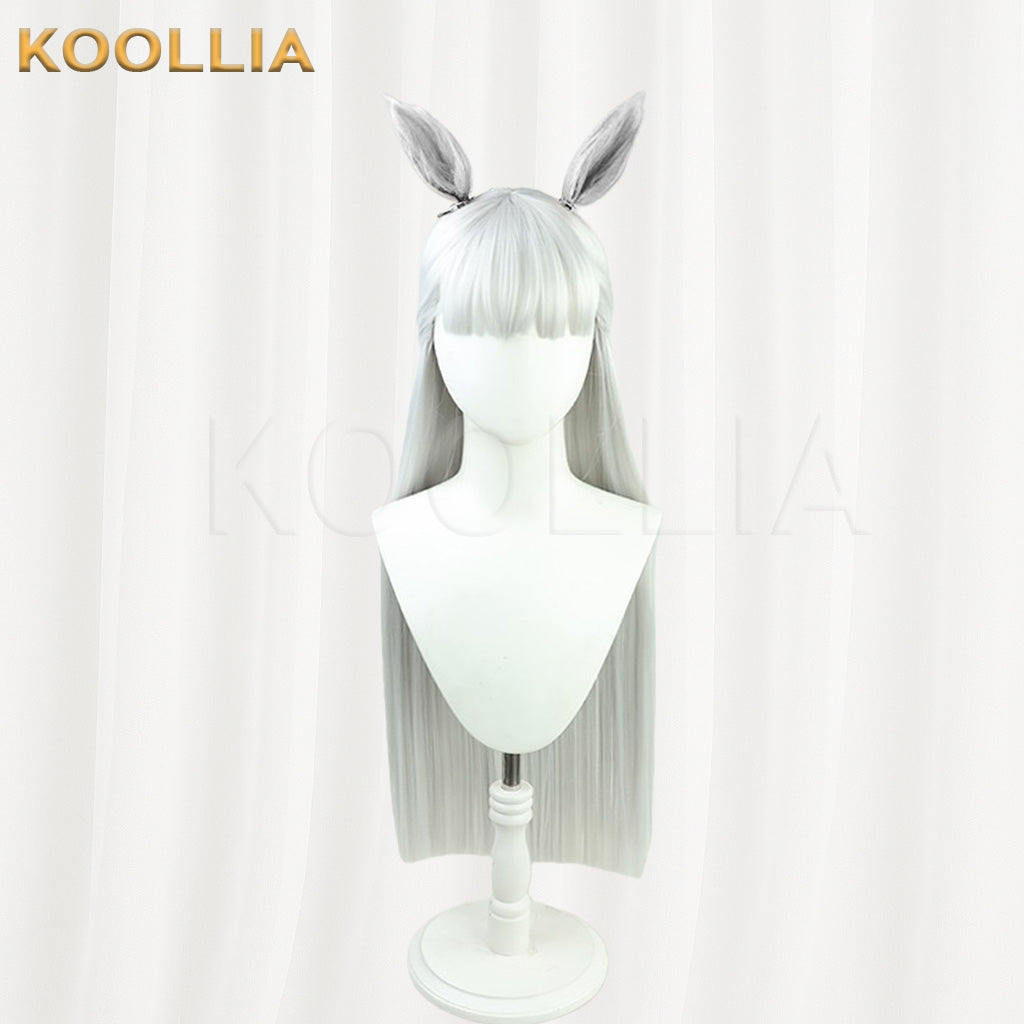 Umamusume: Pretty Derby Gold Ship Long Silver Gray Hair with Ears Basic Wig