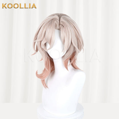 Honkai Star Rail Kusaba Light Pink Gradient Layered Curly Basic Wig