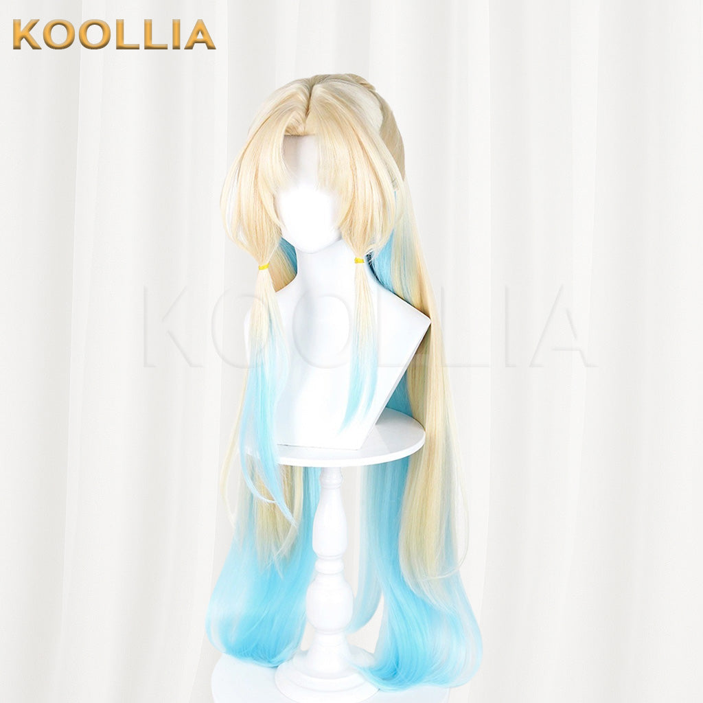 Honkai Star Rail Pearl Light Gold Sky Blue Gradient Long Twin Tails Basic Wig