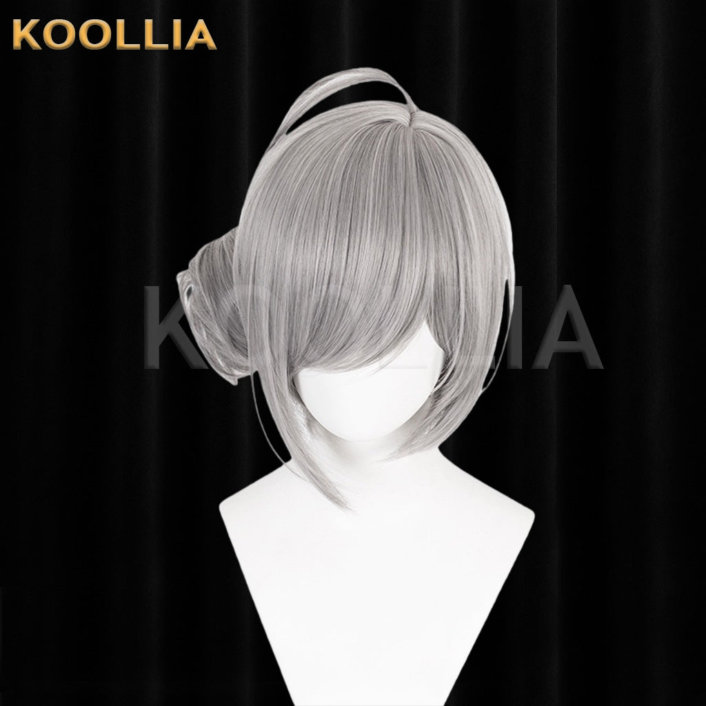 Reverse: 1999 Vertin Silver Gray Single Side Bun Basic Wig