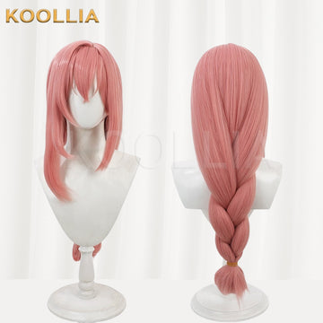 Multi-angle display of Zenless Zone Zero Tsukishiro Yanagi light pink fluffy single braid basic wig