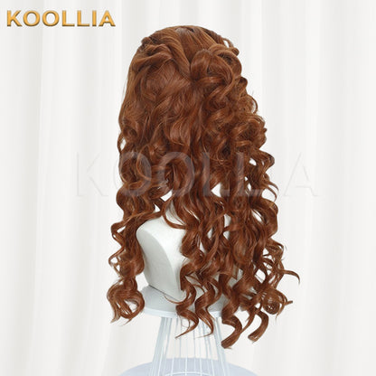 Wednesday Agnes Warm Brown Curly Long Basic Wig
