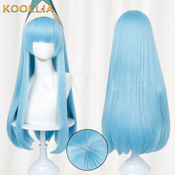 Multi-angle display of Witch Hat Atelier Riche ice blue straight long basic wig