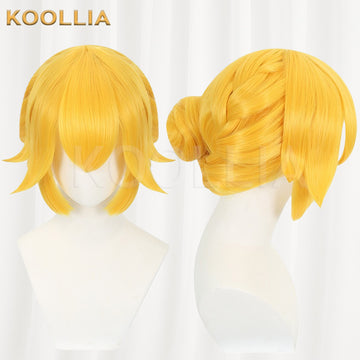 Super Mario Princess Peach Golden Basic Wig Multi-angle Display by koollia