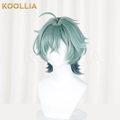 Genshin Impact Olorun Mint Green Gradient Realistic Scalp Spiky Short Basic Wig