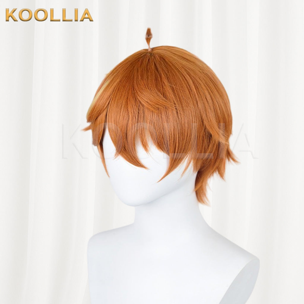 Genshin Impact Tartaglia Warm Orange Short Spiky Basic Wig