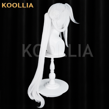 Wuthering Waves Xin Solid White With Black Tips Basic Wig