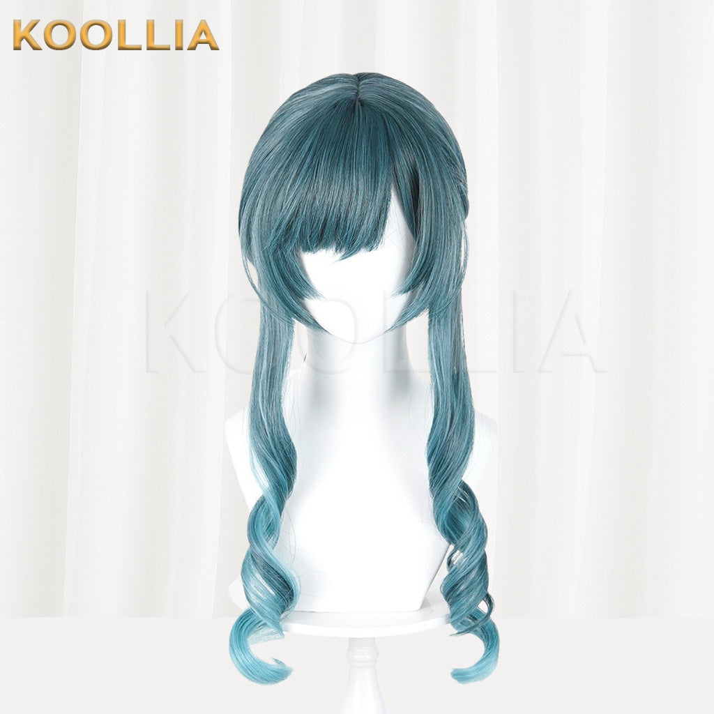 Arknights Endfield Siqi Cyan-Blue Gradient Long Wavy Basic Wig
