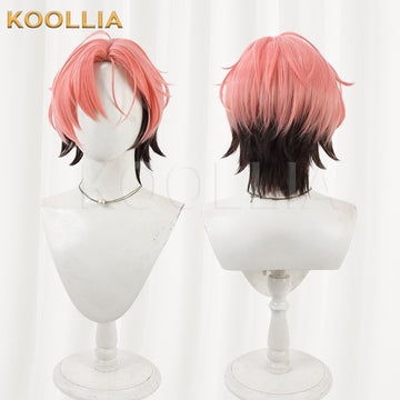 Multi-angle display of Ensemble Stars!! 2 Kudou Mashu pink black gradient layered short hair basic wig