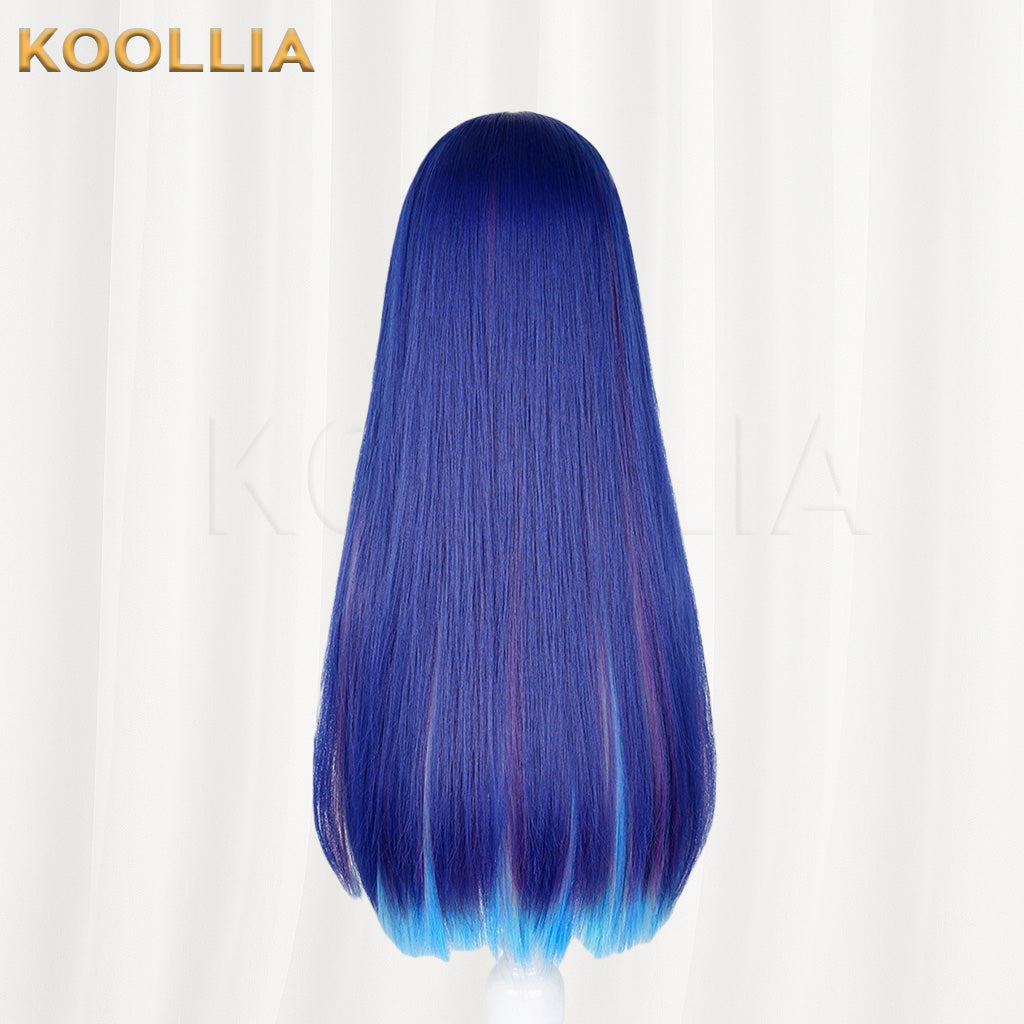 Arknights Mostima Royal Blue Inner Layer Gradient Long Straight Basic Wig