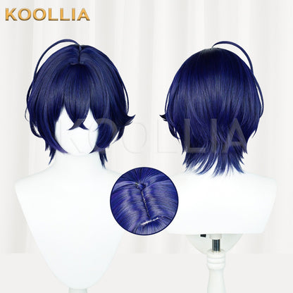 Zenless Zone Zero Rin Deep Royal Blue Short Layered Flip Basic Wig