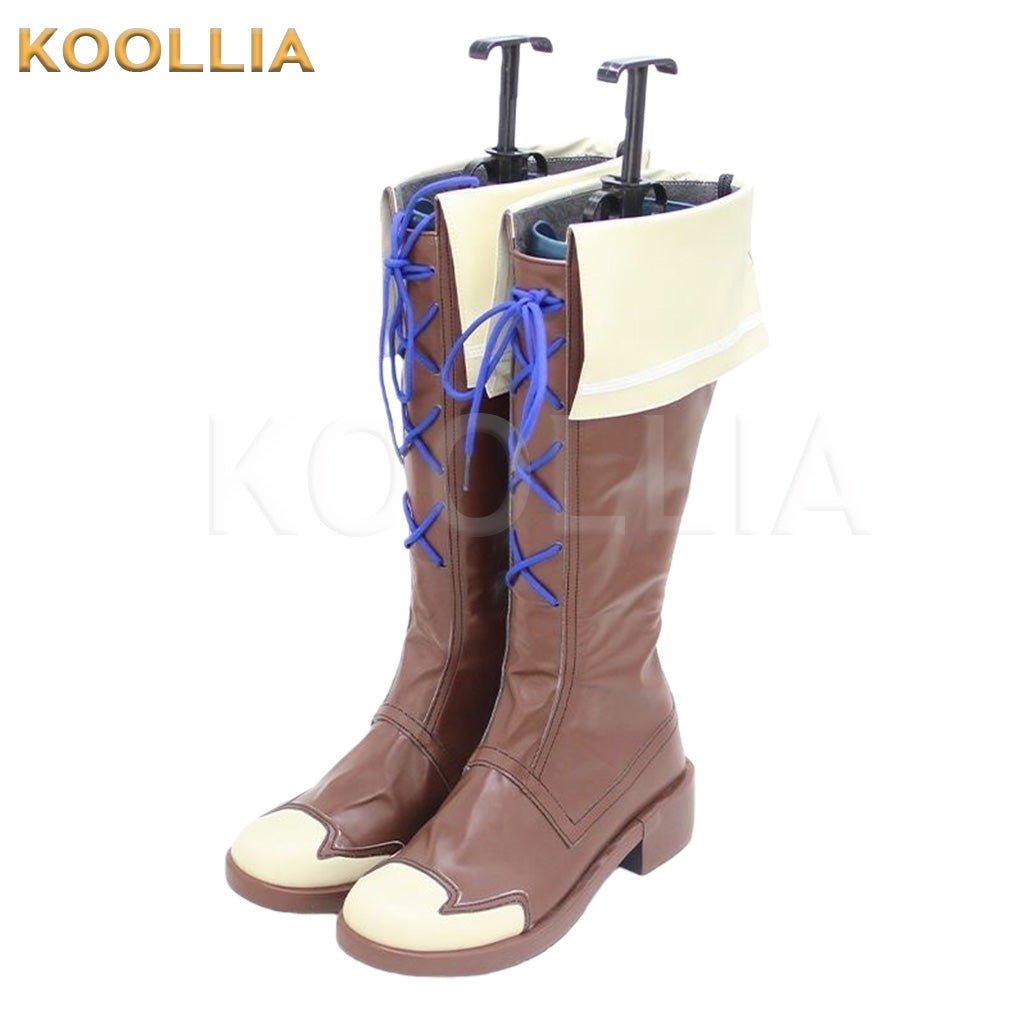 Pretty Derby Matikane Tannhäuser Brown Cream Blue Lace Knee High Cosplay Shoes