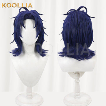 Touken Ranbu Taikogane Sadamune Deep Blue Medium Short Basic Wig Multi-angle Display by koollia