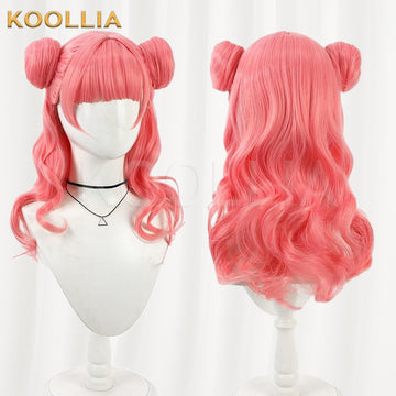 Multi-angle display of You and I Are Polar Opposites Miyu Suzuki pink medium long double bun basic wig