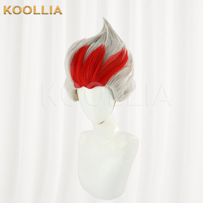 League of Legends & Winged Pair Rakan White Red Highlights Spiky Updo Basic Wig