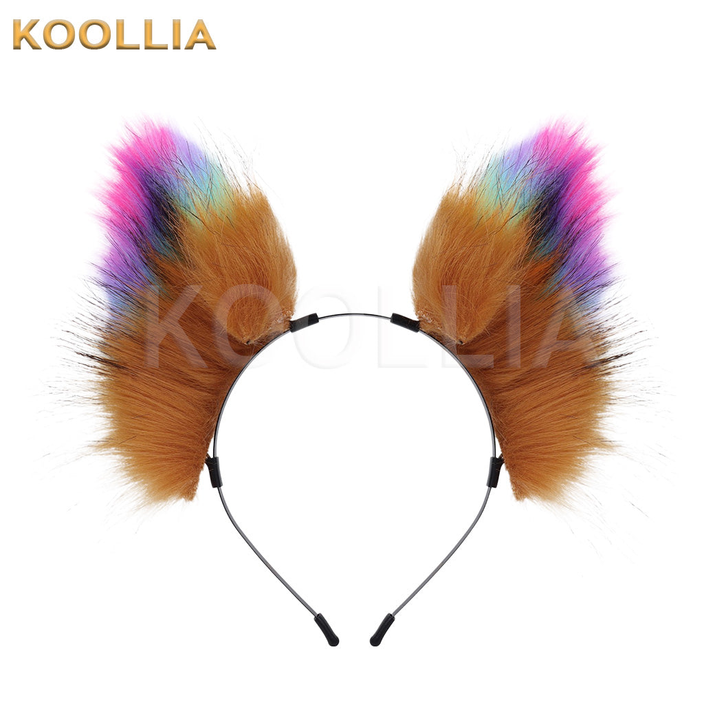 Handmade Colorful Plush Animal Ear Headband Lolita Cat Fox Ear Accessory