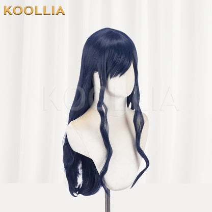 Final Fantasy XIV Gaia Navy Blue Extra Long Wavy Basic Wig
