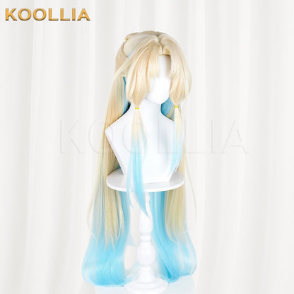 Honkai Star Rail Pearl Light Gold Sky Blue Gradient Long Twin Tails Basic Wig