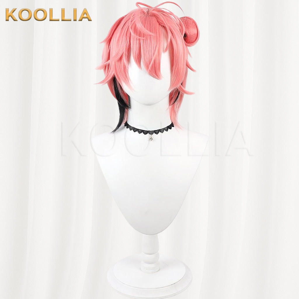 VTuber Akafumi Shiro Pink With Black Highlights Basic Wig